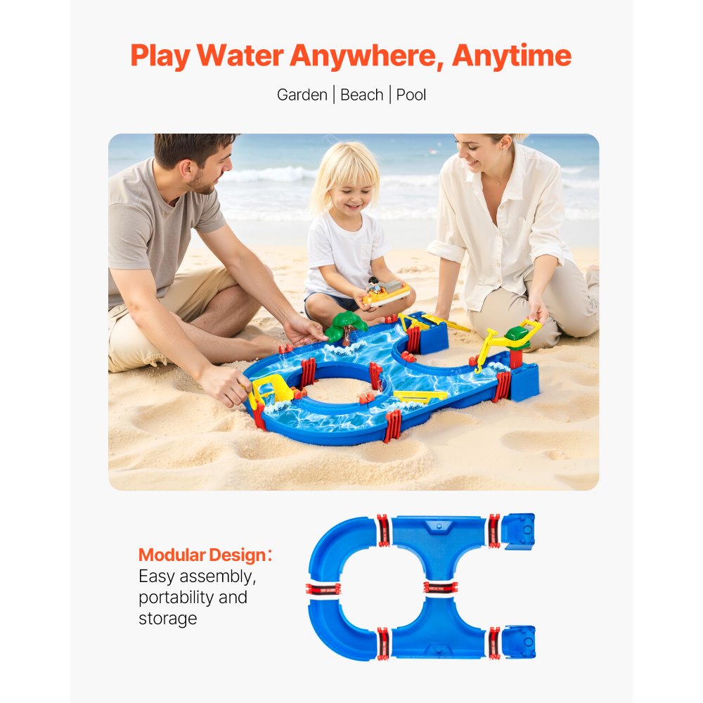 VEVOR Water Table for Toddlers, Kids Activity Play Waterway, Outdoor Summer Water Park Playset with 39PCS Accessories for Backyard Lawn Beach, Activity Sensory Play Table for 3+ Years Boys Girls
