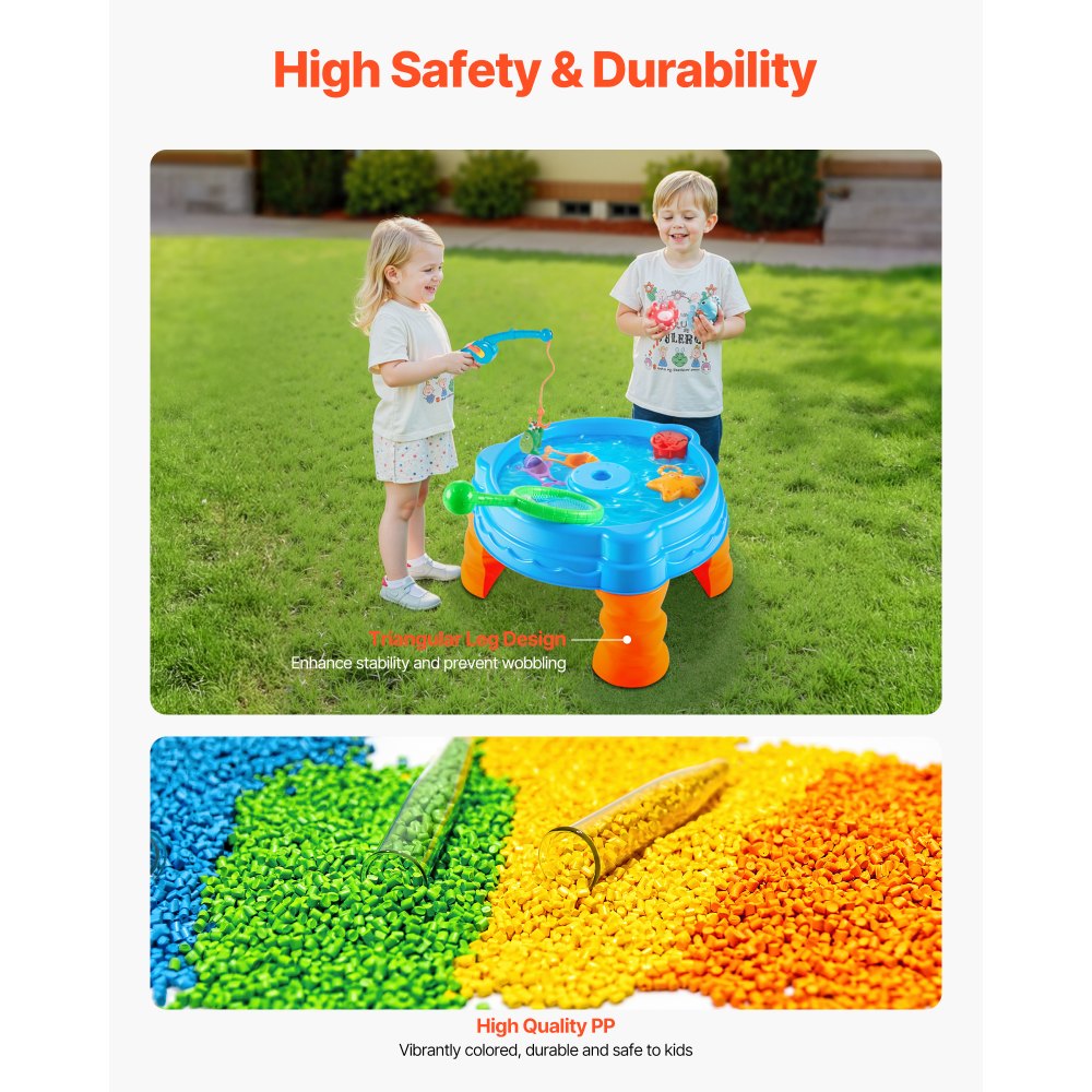 Mesa de agua VEVOR para niños pequeños, mesa sensorial de actividades para niños, juego de agua Fish 'n Splash con 9 accesorios de juguete, mesa de actividades acuáticas de verano con juego de pesca para niños y niñas de 3 años o más