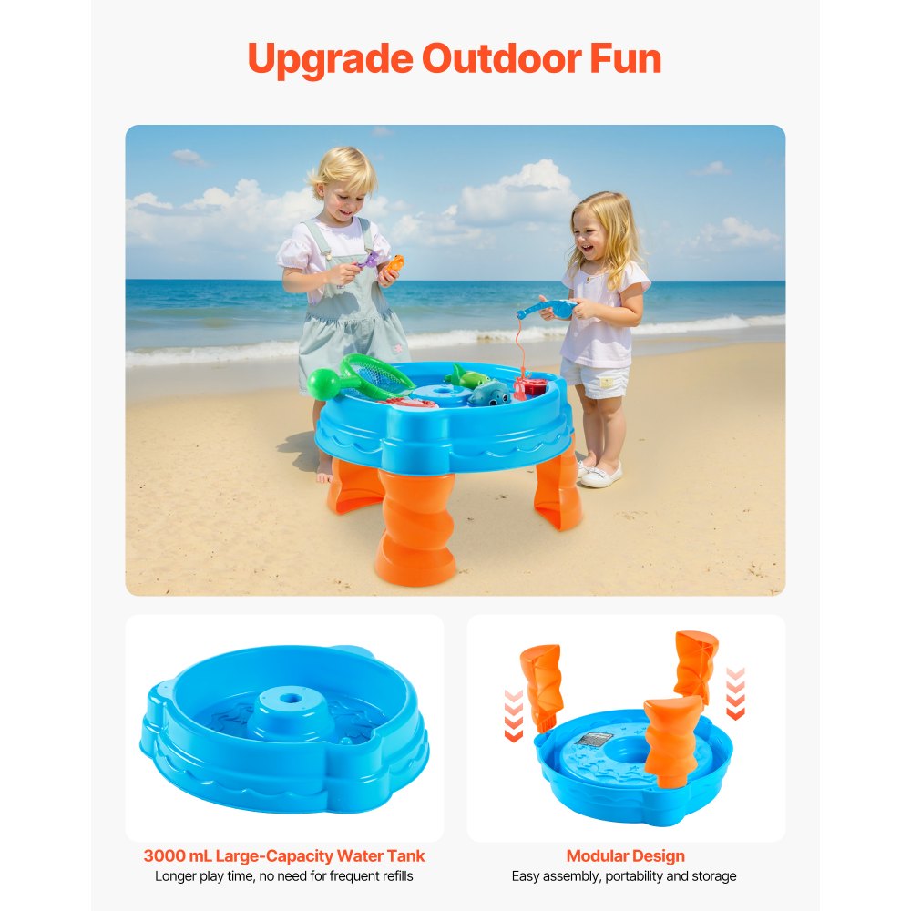 Mesa de agua VEVOR para niños pequeños, mesa sensorial de actividades para niños, juego de agua Fish 'n Splash con 9 accesorios de juguete, mesa de actividades acuáticas de verano con juego de pesca para niños y niñas de 3 años o más