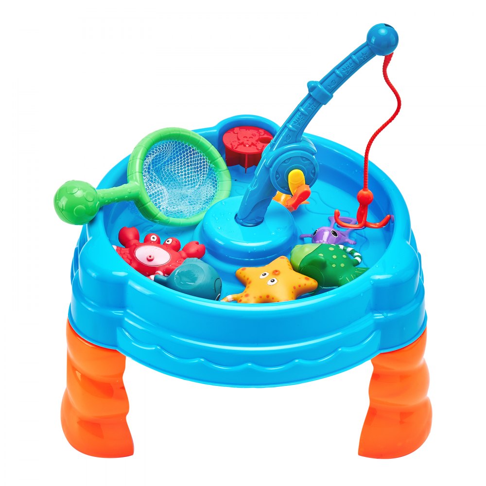 Mesa de agua VEVOR para niños pequeños, mesa sensorial de actividades para niños, juego de agua Fish 'n Splash con 9 accesorios de juguete, mesa de actividades acuáticas de verano con juego de pesca para niños y niñas de 3 años o más