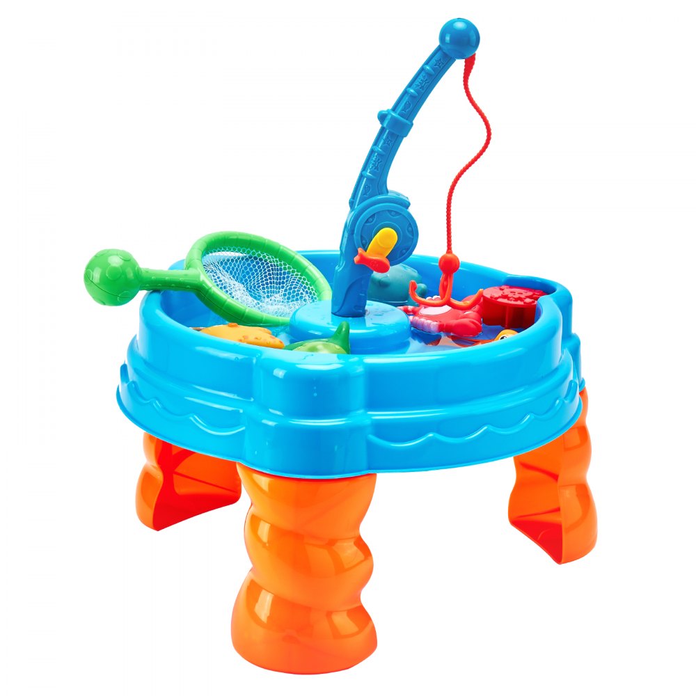 Mesa de agua VEVOR para niños pequeños, mesa sensorial de actividades para niños, juego de agua Fish 'n Splash con 9 accesorios de juguete, mesa de actividades acuáticas de verano con juego de pesca para niños y niñas de 3 años o más