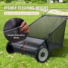 VEVOR Push Lawn Sweeper, 66cm Leaf & Grass Collector, Strong Rubber Wheels & Heavy Duty Thickened Steel, Durable to Use with Large Capacity 198L Mesh Collection Hopper Bag, 4 Spinning Brushes