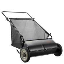 VEVOR Push Lawn Sweeper, 66cm Leaf & Grass Collector, Strong Rubber Wheels & Heavy Duty Thickened Steel, Durable to Use with Large Capacity 7 cu. ft. Mesh Collection Hopper Bag, 4 Spinning Brushes