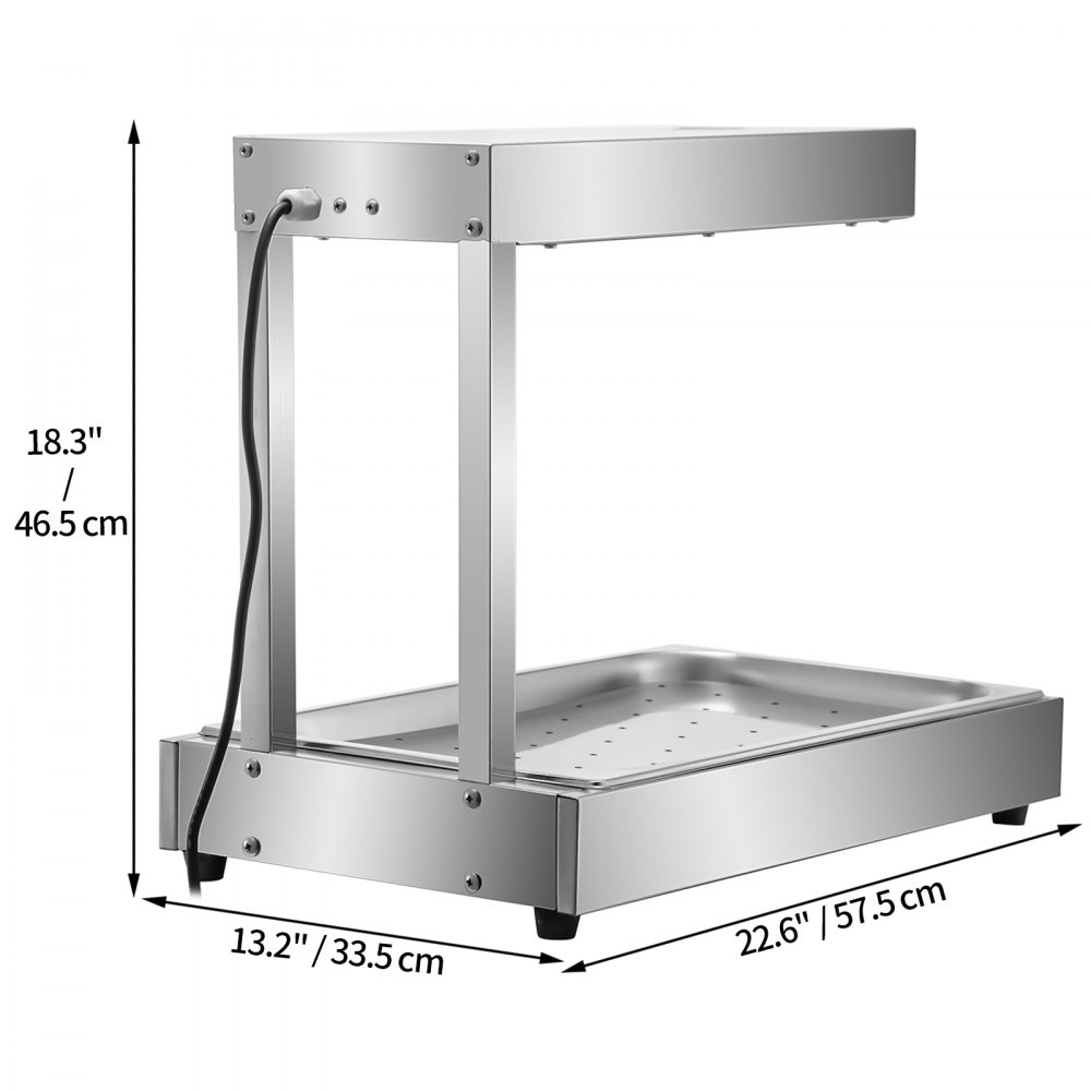 VEVOR 110V French Fry Food Warmer 22"x13", 1000W French Fry Heat Lamp,Stainless Steel Heat Lamp Warmer 86-185?, Food Warmer Diaplay for French Fry, Heat Lamp Commercial for Fry Chicken