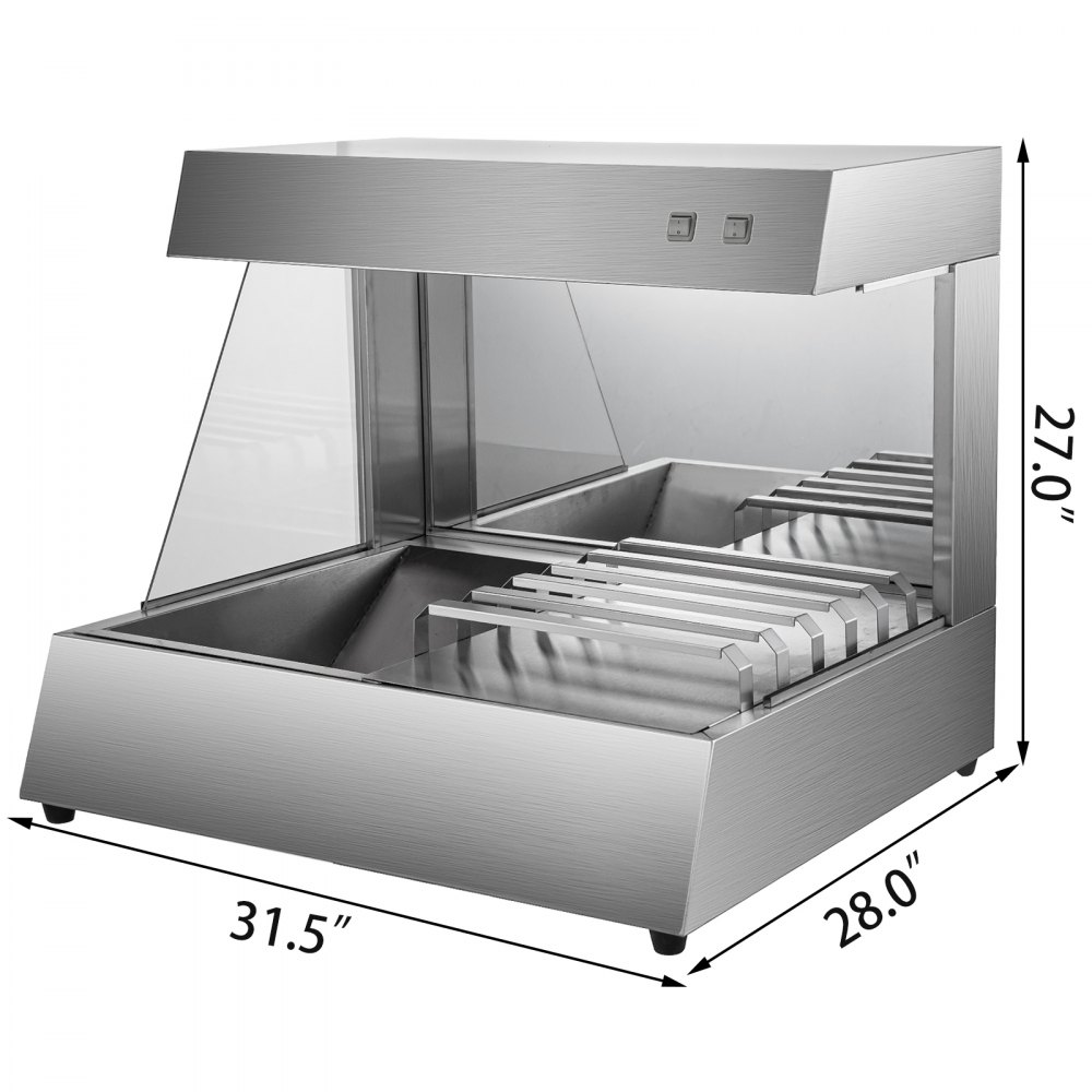 VEVOR French Fries Warmer Chips Fried Dish with Drainboard Shelf Countertop 750W