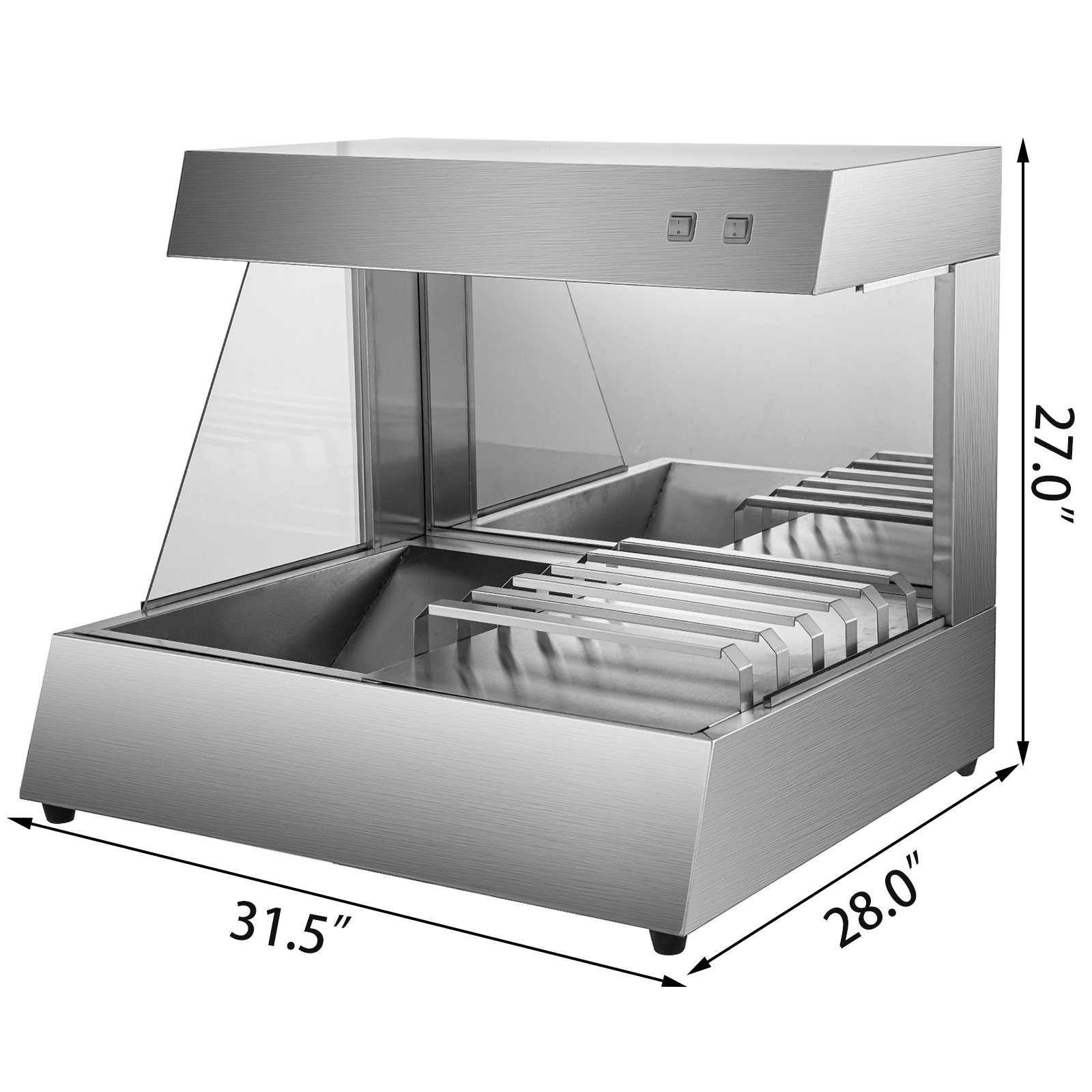 VEVOR French Fries Warmer Chips Fried Dish with Drainboard Shelf Countertop 750W