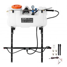 VEVOR ATV Spot Sprayer 15.9 Gal/60L 12V Pump ATV/UTV Broadcast Sprayer, for Garden Farm, 1.9 GPM Flow Rate, Adjustable 0-72 PSI, Weed Spray with Brass Nozzle, Boom, Water Tank, 20 ft Hose, White