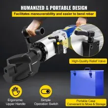 VEVOR Electric Hydraulic Rebar Bender, 1.2 KW 0.9 inch 22 mm Hand Held Rebar Bender 110 V Portable Electric Rebar Bender, within 5 s