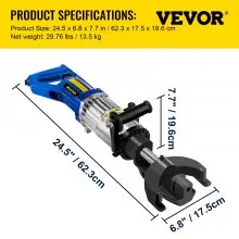 VEVOR Electric Hydraulic Rebar Bender, 1.2 KW 0.9 inch 22 mm Hand Held Rebar Bender 110 V Portable Electric Rebar Bender, within 5 s