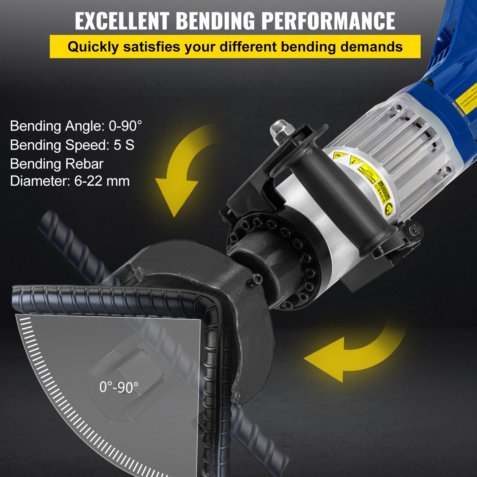 VEVOR Electric Hydraulic Rebar Bender, 1.2 KW 0.9 inch 22 mm Hand Held Rebar Bender 110 V Portable Electric Rebar Bender, within 5 s