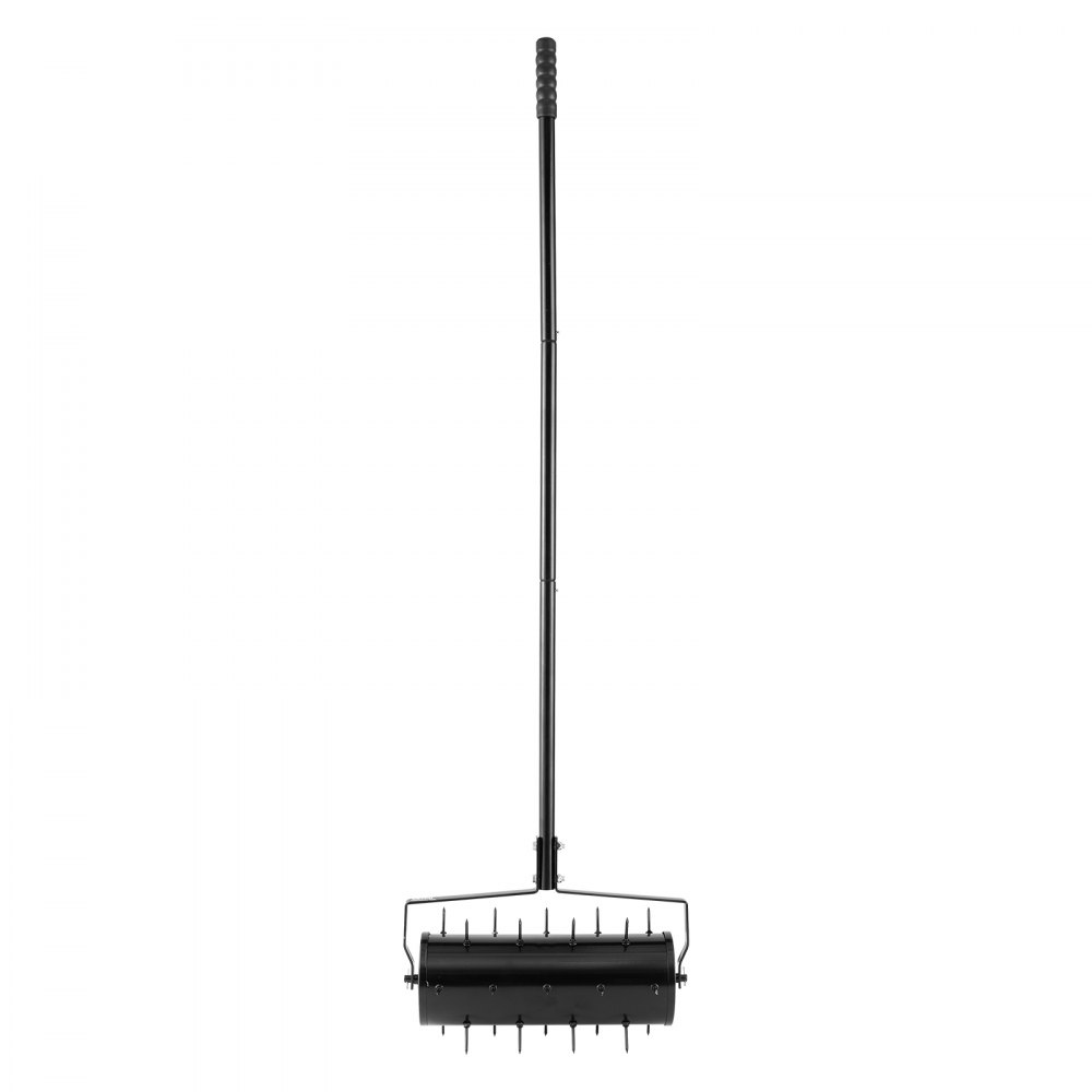 VEVOR Rolling Lawn Aerator, 435mm Heavy-Duty Manual Rolling Aerator Lawn with Detachable Handle and 27 Iron Spikes, Rolling Lawn Aeration Tool for Garden Patio Yard Compacted Soils and Lawns, Black
