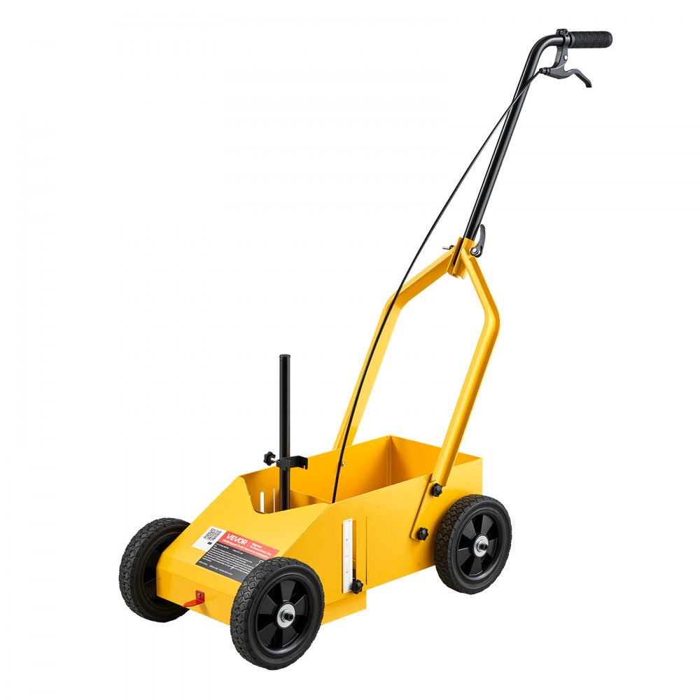 VEVOR Striping Line Marking Machine 12-Can Capacity Yellow with 4 Wheels, Parking Lot Striping Machine, 50-100 mm Adjustable Line Width, Heavy Duty, Fast and Accurate Marking, with Adapter Nozzle