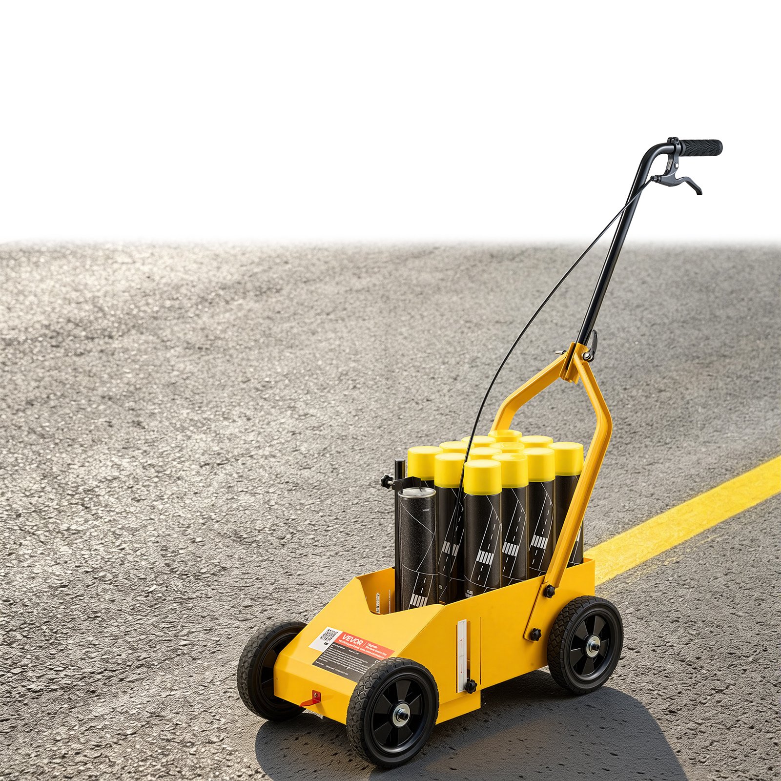 VEVOR Striping Line Marking Machine 12-Can Capacity Yellow with 4 Wheels, Parking Lot Striping Machine, 50-100 mm Adjustable Line Width, Heavy Duty, Fast and Accurate Marking, with Adapter Nozzle