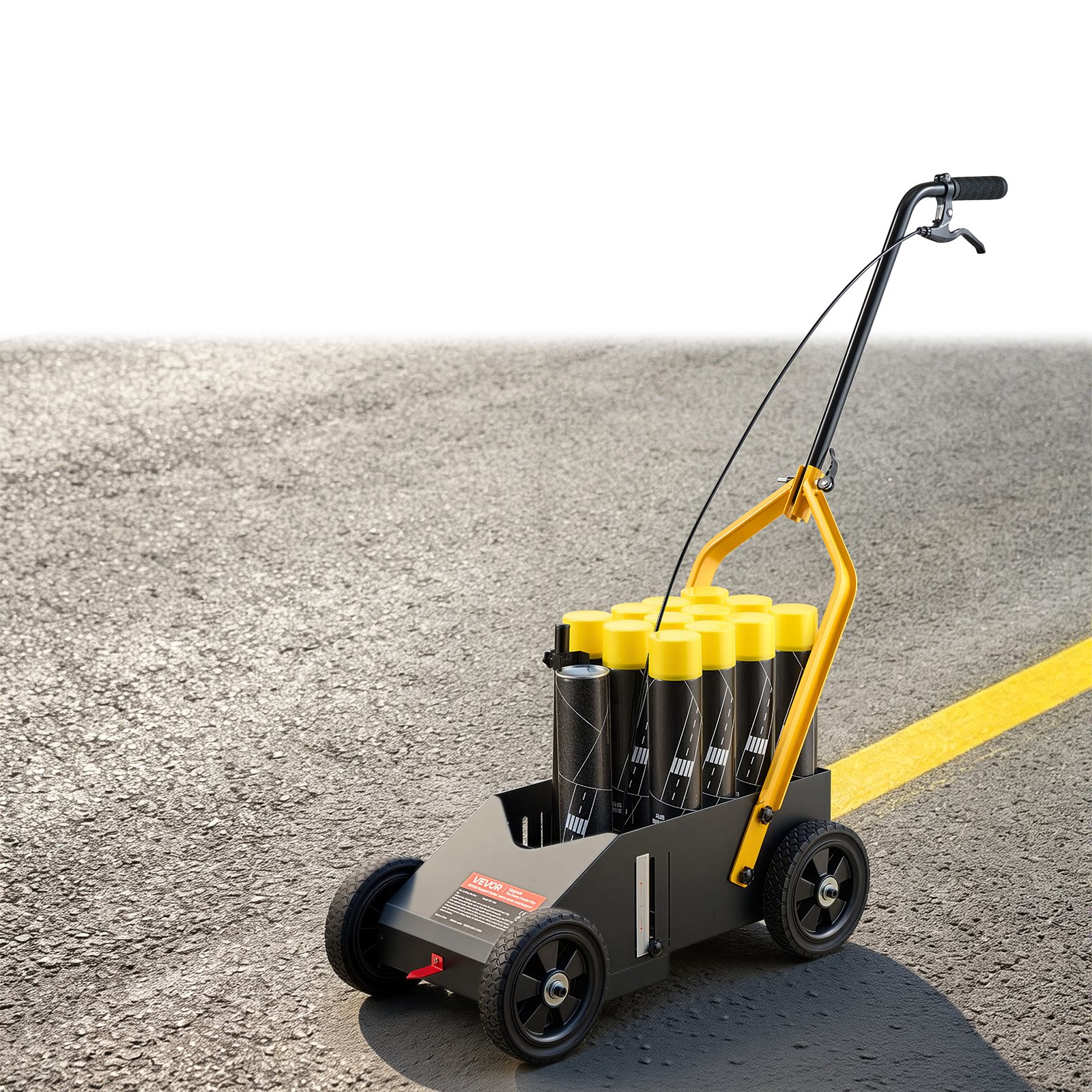 VEVOR Striping Line Marking Machine 12-Can Capacity Black with 4 Wheels, Parking Lot Striping Machine, 50-100 mm Adjustable Line Width, Heavy Duty, Fast and Accurate Marking, with Adapter Nozzle