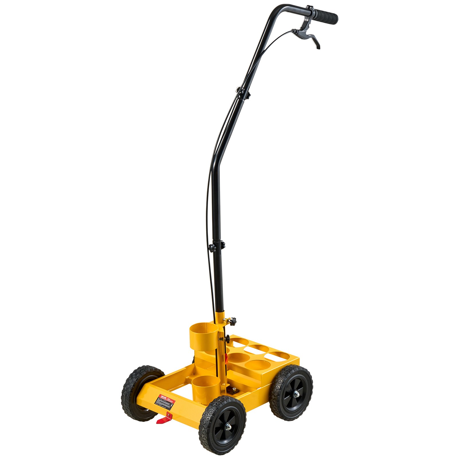 VEVOR Striping Line Marking Machine 6-Can Capacity Yellow with 4 Wheels, Parking Lot Striping Machine, 50-100 mm Adjustable Line Width, Heavy Duty, Fast and Accurate Marking, with Adapter Nozzle