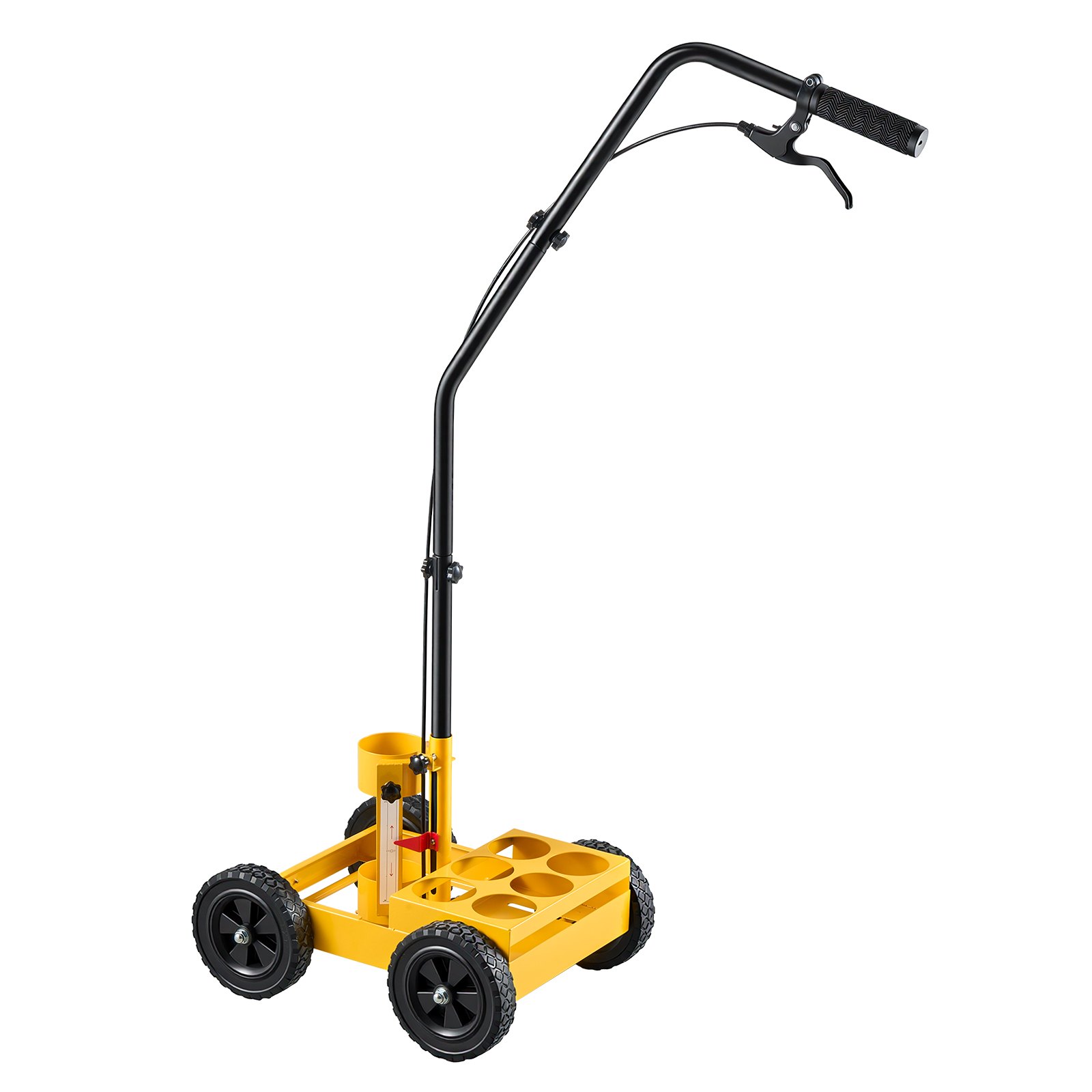 VEVOR Striping Line Marking Machine 6-Can Capacity Yellow with 4 Wheels, Parking Lot Striping Machine, 50-100 mm Adjustable Line Width, Heavy Duty, Fast and Accurate Marking, with Adapter Nozzle