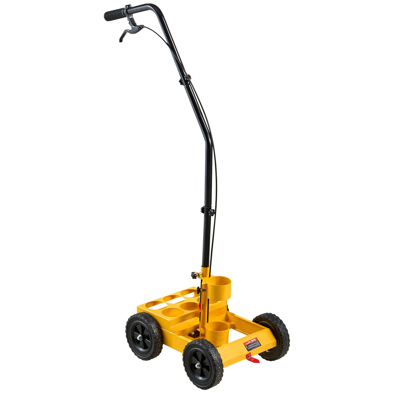 VEVOR Striping Line Marking Machine 6-Can Capacity Yellow with 4 Wheels, Parking Lot Striping Machine, 50-100 mm Adjustable Line Width, Heavy Duty, Fast and Accurate Marking, with Adapter Nozzle