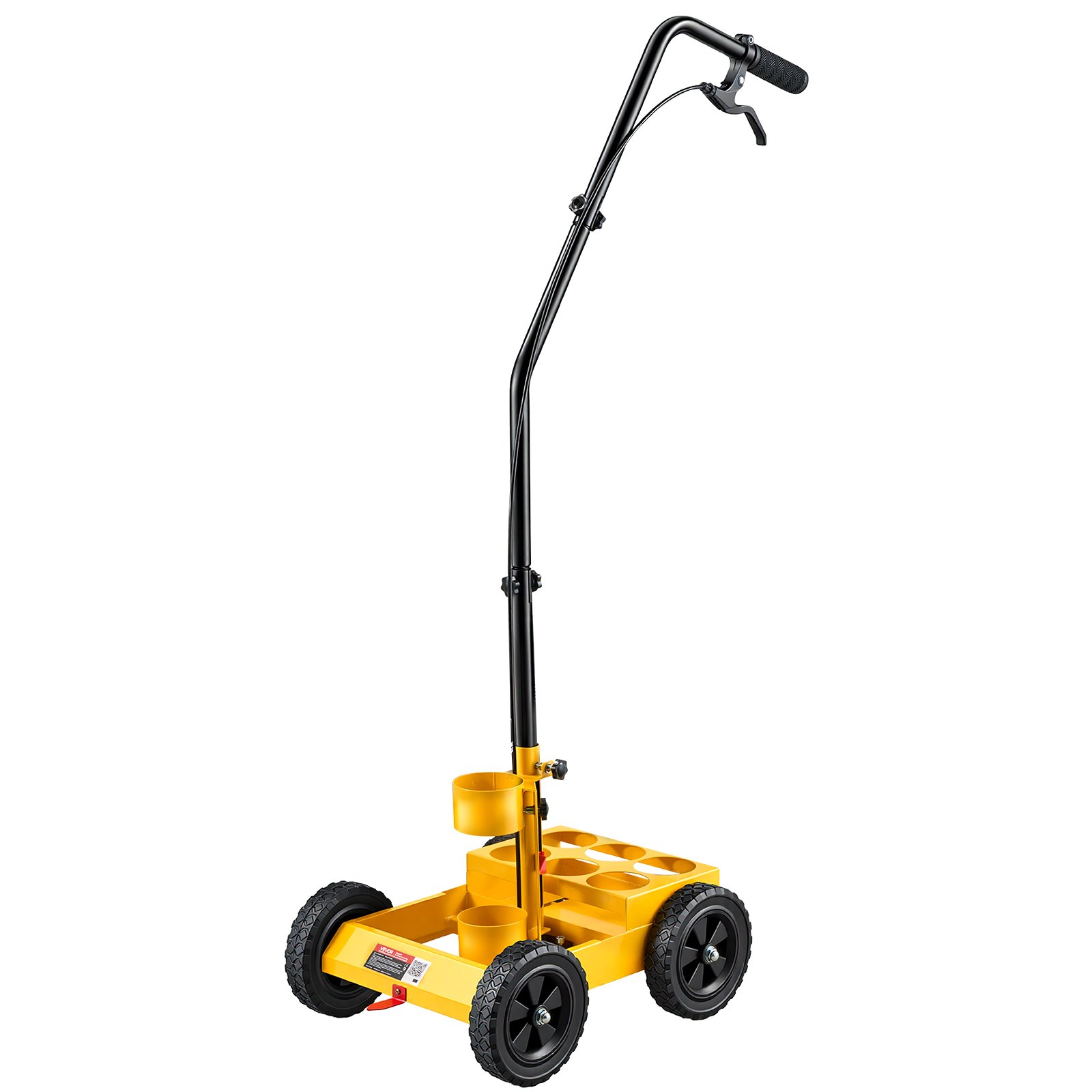 VEVOR Striping Line Marking Machine 6-Can Capacity Yellow with 4 Wheels, Parking Lot Striping Machine, 50-100 mm Adjustable Line Width, Heavy Duty, Fast and Accurate Marking, with Adapter Nozzle
