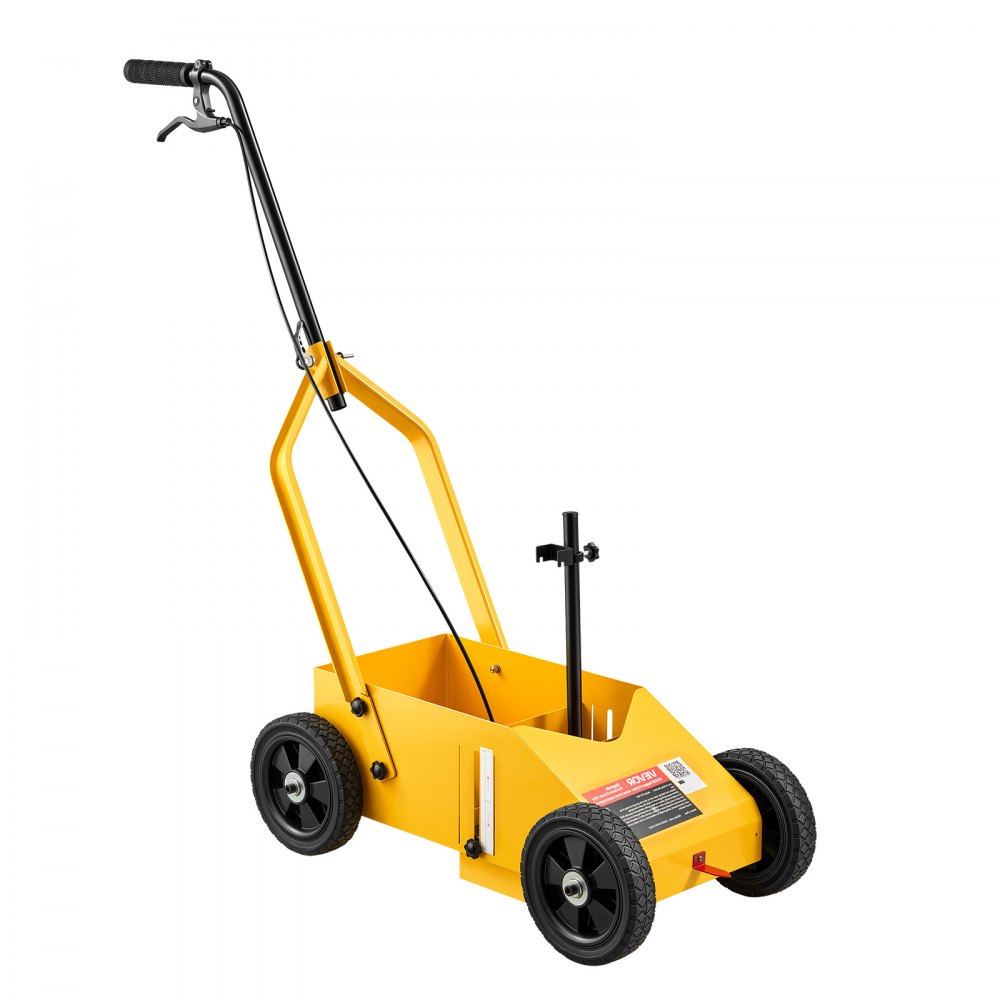 VEVOR Striping Line Marking Machine 9-Can Capacity Yellow with 4 Wheels, Parking Lot Striping Machine, 50-100 mm Adjustable Line Width, Heavy Duty, Fast and Accurate Marking, with Adapter Nozzle