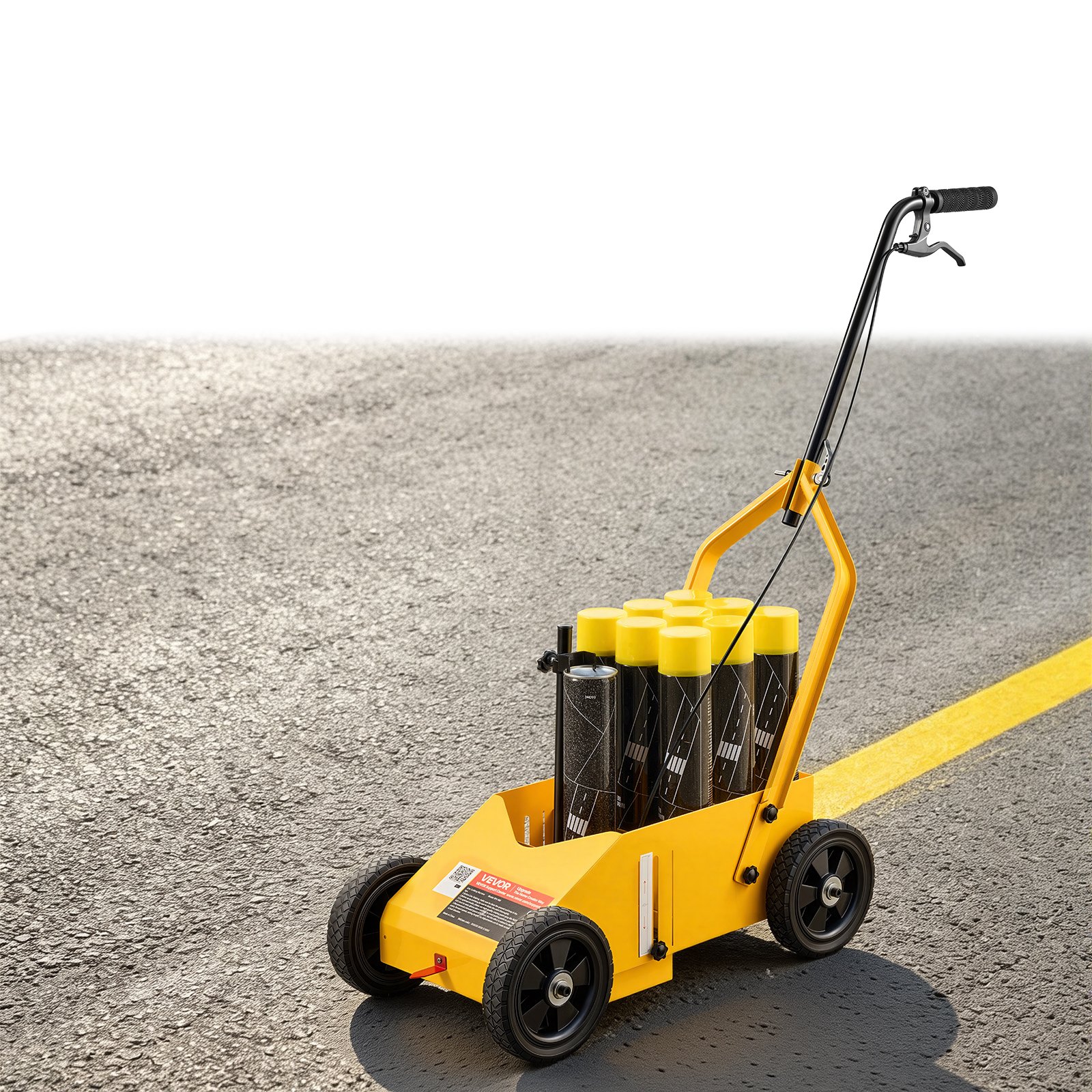 VEVOR Striping Line Marking Machine 9-Can Capacity Yellow with 4 Wheels, Parking Lot Striping Machine, 50-100 mm Adjustable Line Width, Heavy Duty, Fast and Accurate Marking, with Adapter Nozzle