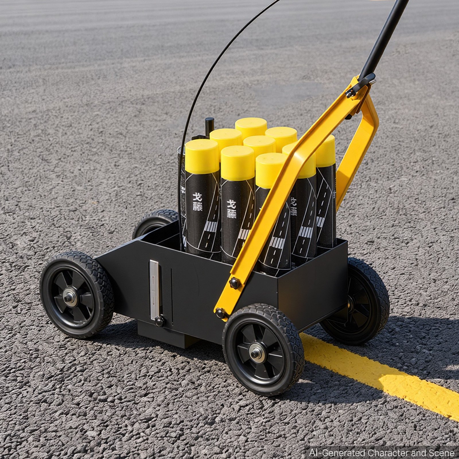 VEVOR Striping Line Marking Machine 9-Can Capacity Black with 4 Wheels, Parking Lot Striping Machine, 50-100 mm Adjustable Line Width, Heavy Duty, Fast and Accurate Marking, with Adapter Nozzle