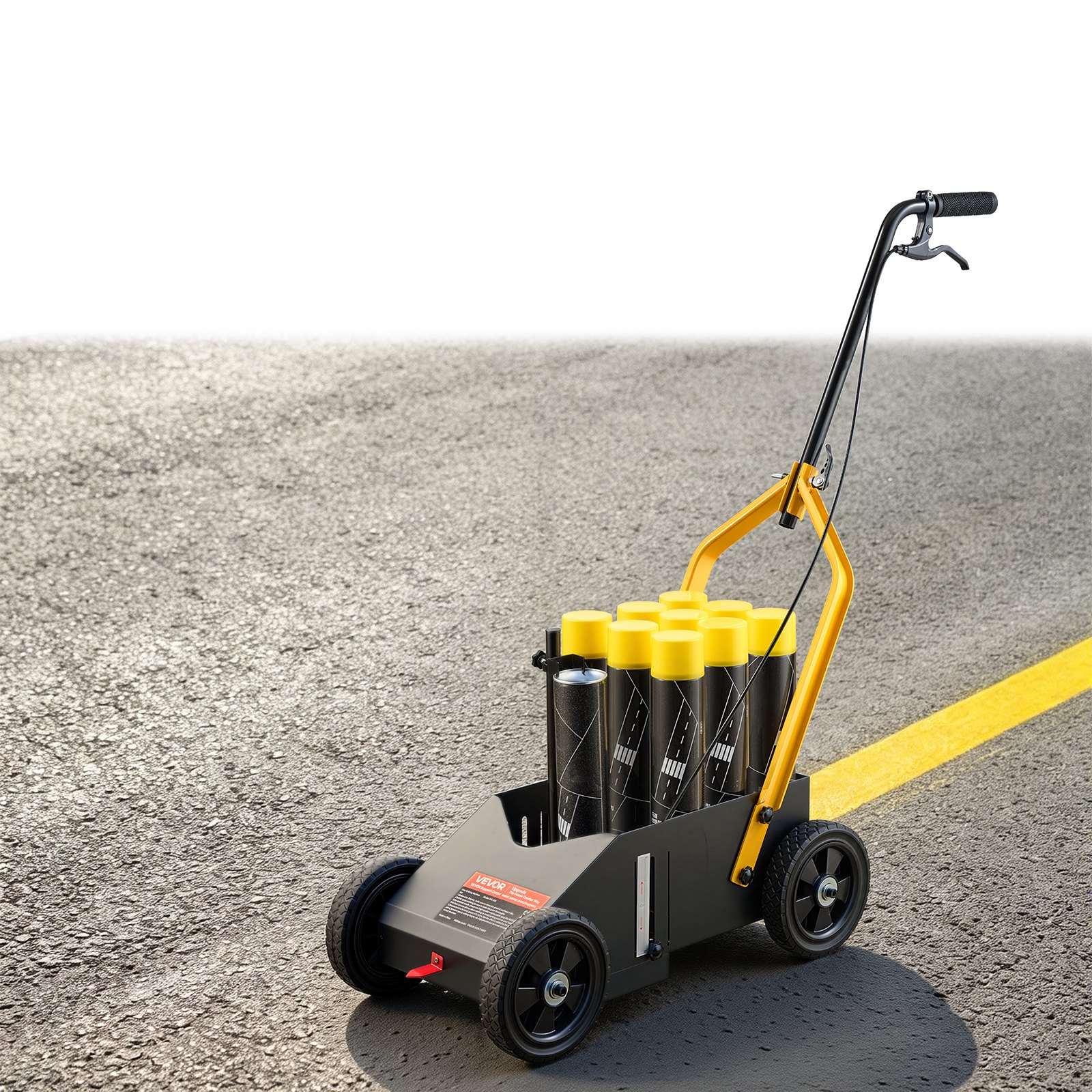 VEVOR Striping Line Marking Machine 9-Can Capacity Black with 4 Wheels, Parking Lot Striping Machine, 50-100 mm Adjustable Line Width, Heavy Duty, Fast and Accurate Marking, with Adapter Nozzle