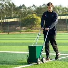 Marcador de línea seca de 4 ruedas, líneas de 2 o 4 pulgadas, tiza de acero resistente, 50 libras, color verde