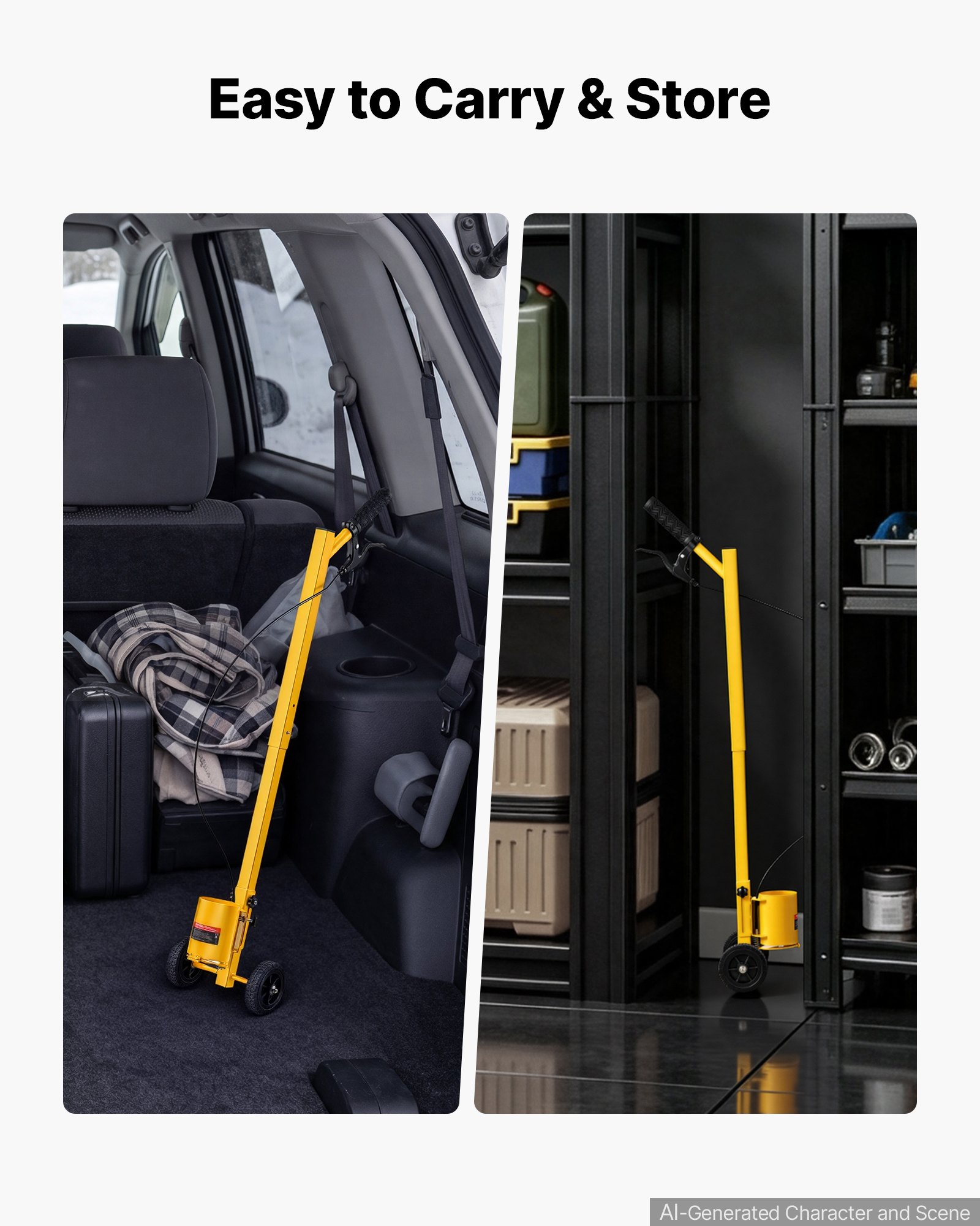 VEVOR Striping Line Painting Wand Industrial Two-Wheel Marking Paint Wand, For Ground Marking, Parking Lot and Field, Lightweight and Easy to Push, Compatible with Inverted Striping Paint, Yellow