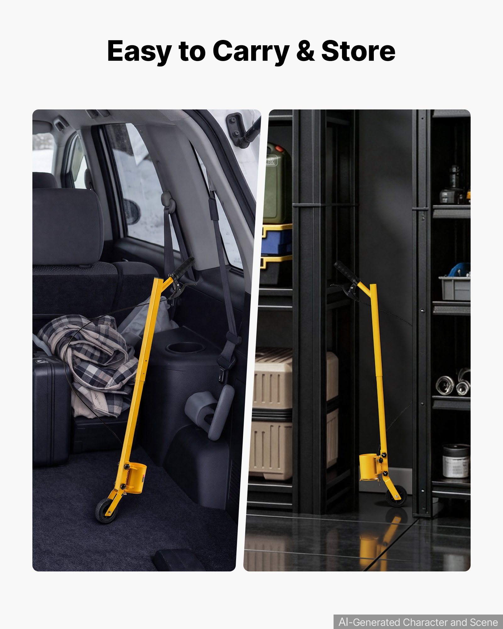 VEVOR Striping Line Painting Wand Heavy-Duty Wheel Marking Paint Wand, For Ground Marking, Parking Lot and Field, Lightweight and Easy to Push, Compatible with Inverted Striping Paint, Yellow