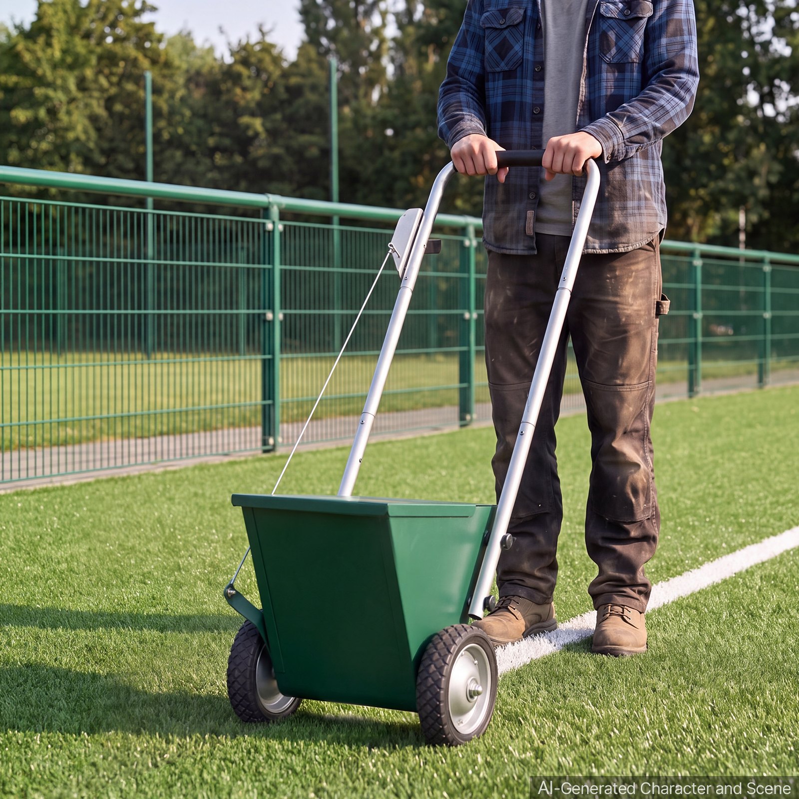 VEVOR Steel Dry Line Marker 11.3kg Powder Capacity Field Dry Line Chalker, For Small Fields, 50-100 mm Adjustable Line Width, with 2 Heavy-Duty Wheels, Clear and Even Marking, Easy One-Person Pushing