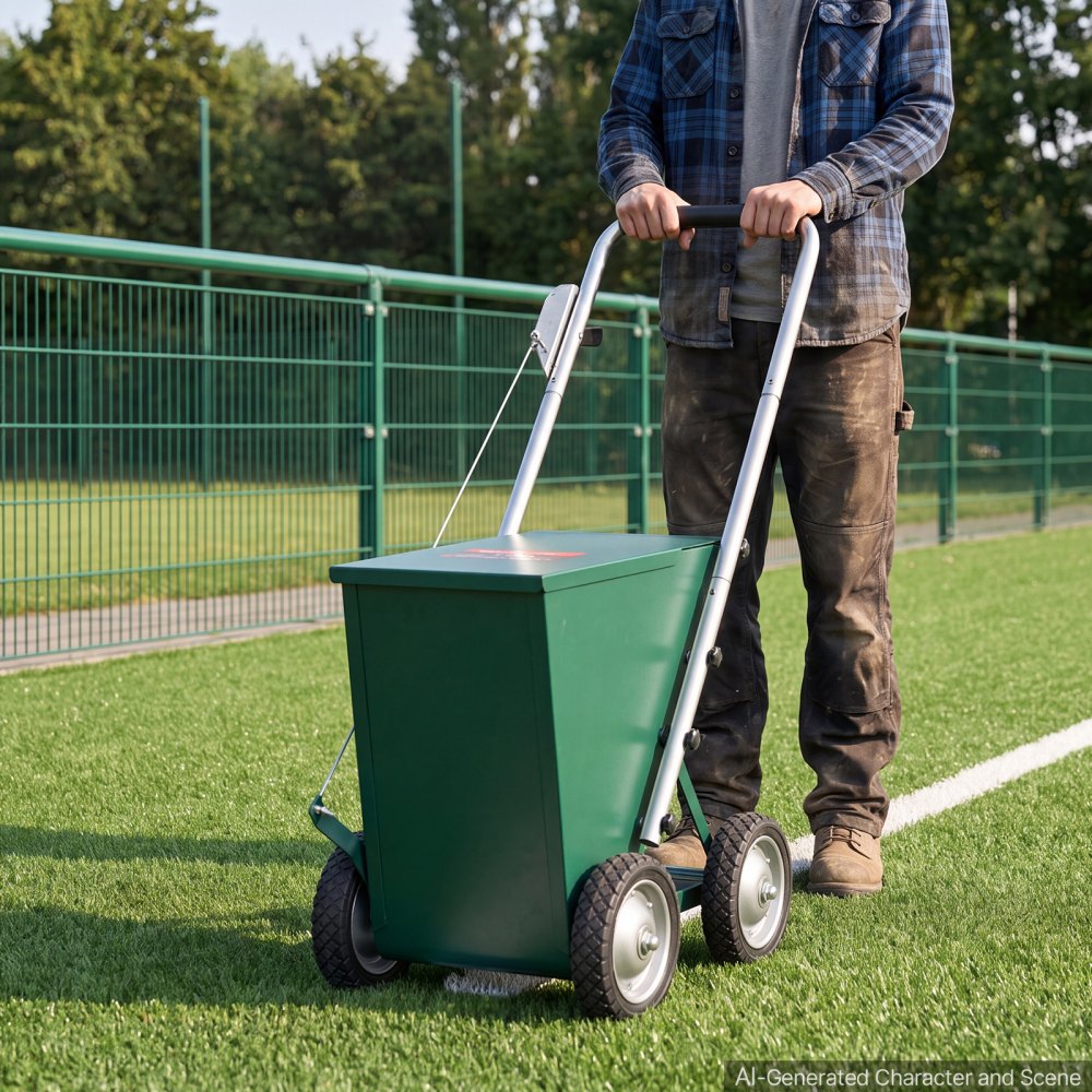VEVOR Steel Dry Line Marker 22.7kg Powder Capacity Field Dry Line Chalker, For Standard Fields, 50-100 mm Adjustable Line Width, with 4 Heavy-Duty Wheels, Clear Even Marking, Easy One-Person Pushing
