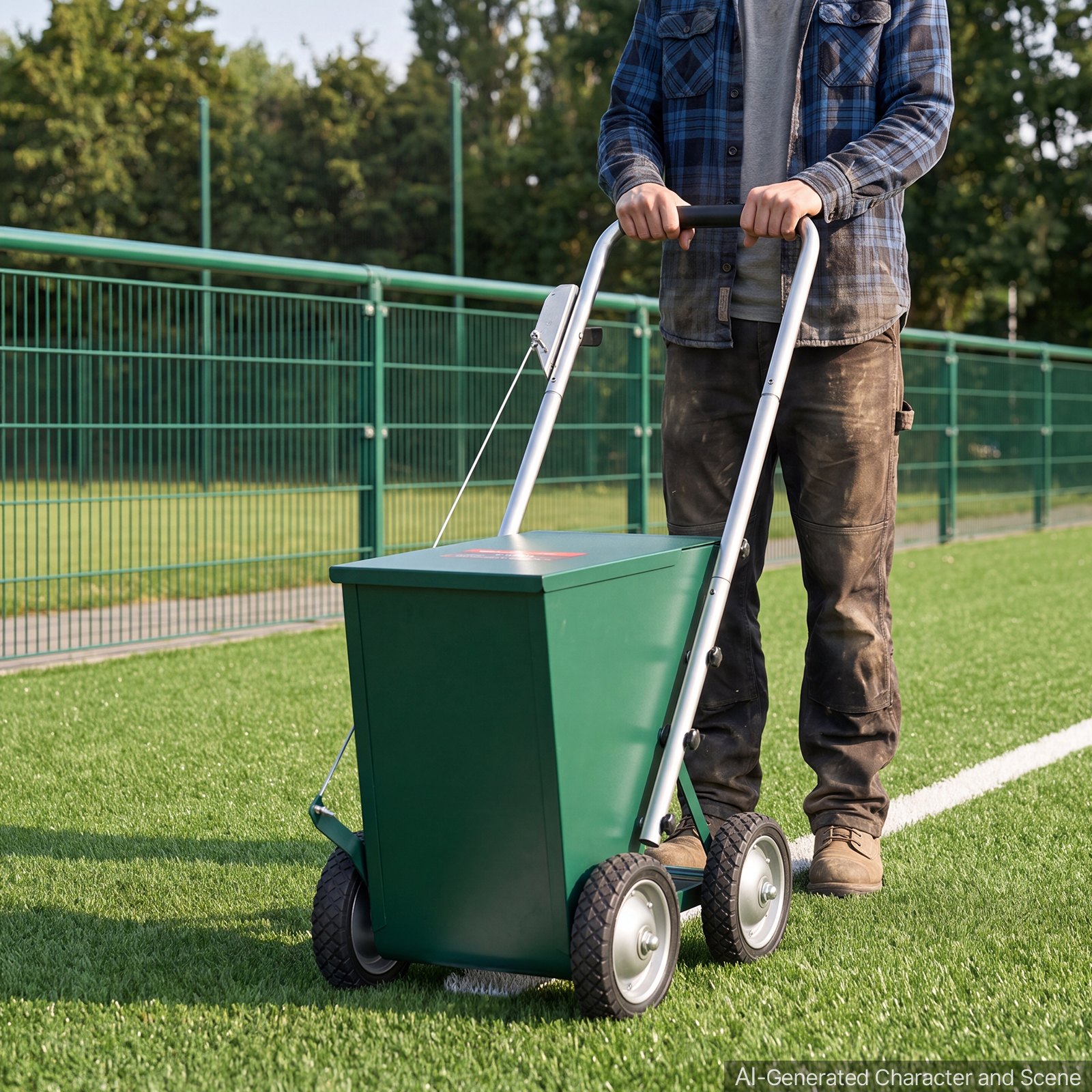 VEVOR Steel Dry Line Marker 22.7kg Powder Capacity Field Dry Line Chalker, For Standard Fields, 50-100 mm Adjustable Line Width, with 4 Heavy-Duty Wheels, Clear Even Marking, Easy One-Person Pushing