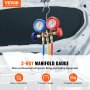 VEVOR AC Gauge Set - 3 Way AC Manifold Gauge Set for R134A R22 R12 R502 Refrigerant, Freon Gauges with 5ft Hoses, Couplers, Can Tap Works on Car Auto Freon Charging and Evacuation