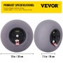 VEVOR Beach Balloon Wheels, 13" Replacement Sand Tires, TPU Cart Tires for Kayak Dolly, Canoe Cart and Buggy w/ Free Air Pump, 2-Pack