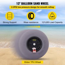 VEVOR Beach Balloon Wheels, 13" ersättningssanddäck, TPU Cart-däck för Kayak Dolly, Kanotvagn och Buggy med gratis luftpump, 2-pack
