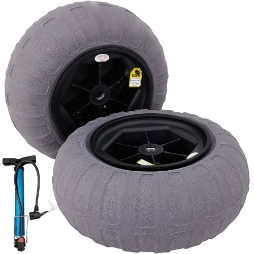 VEVOR Beach Balloon Wheels, 16" Replacement Sand Tires, TPU Cart Tires for Kayak Dolly, Canoe Cart and Buggy with Free Air Pump, 2-Pack