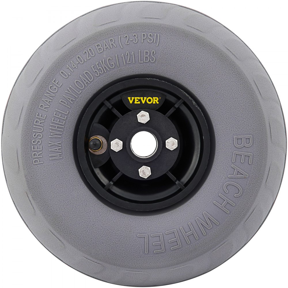 VEVOR beach balloon wheels with 55kg max payload, 2-3 psi pressure range.