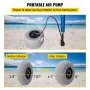 VEVOR beach balloon wheels with hand pump for easy inflation on sandy beach background.