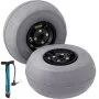 VEVOR beach balloon wheels with tire pressure gauge and blue air pump for sandy terrain.