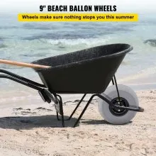 VEVOR Beach Balloon Wheels, 9" Replacement Sand Tires, PVC Cart Tires for Kayak Dolly, Canoe Cart and Buggy w/Free Air Pump, 2-Pack
