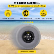 VEVOR Beach Balloon Wheels, 10" erstatningssanddekk, PVC-vogndekk for kajakkdolly, kanovogn ​​og buggy med gratis luftpumpe, 2-pack