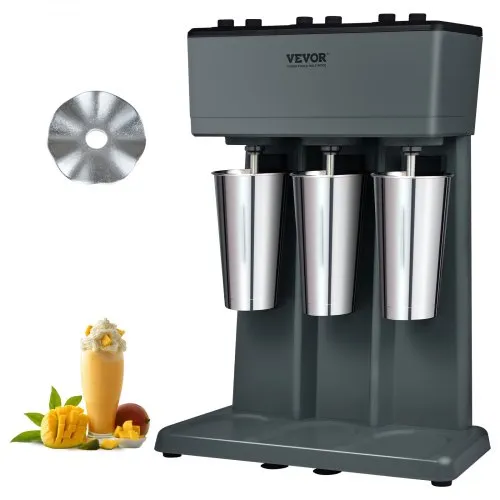VEVOR Milkshake Machine, 375W x 3 Milkshake Maker Mixer, Triple Head Drink Mixer Blender Machine, 3-Speed Milkshake Blender with 3 x 820ml Stainless