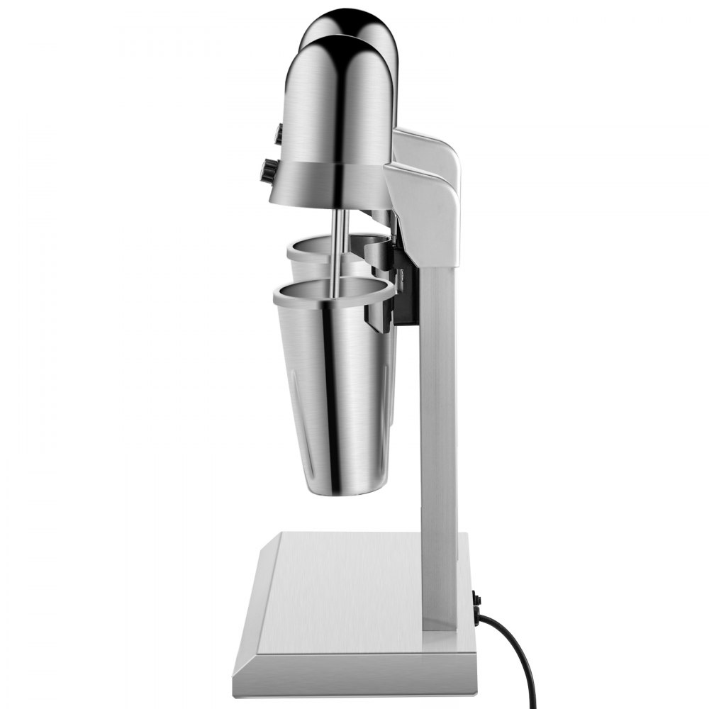 VEVOR Batidora, Batidora de Doble Cabezal, Batidora de Batido de 560 W, Malta con Tazas de 800 ml (Acero Inoxidable/PC), Batidora de Leche Eléctrica de 2 Velocidades, Batidora de Bebidas de 36000 RPM, Acero Inoxidable