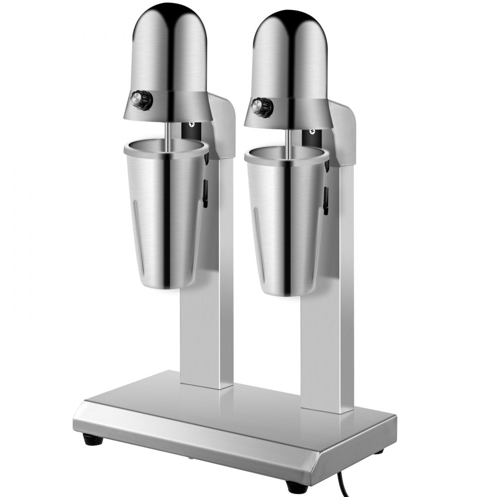 VEVOR Batidora, Batidora de Doble Cabezal, Batidora de Batido de 560 W, Malta con Tazas de 800 ml (Acero Inoxidable/PC), Batidora de Leche Eléctrica de 2 Velocidades, Batidora de Bebidas de 36000 RPM, Acero Inoxidable