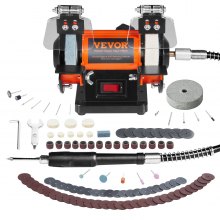 Pulidora y pulidora de banco VEVOR para metal/joyería/madera, con ruedas abrasivas y de lana, 100 herramientas, 3590 RPM