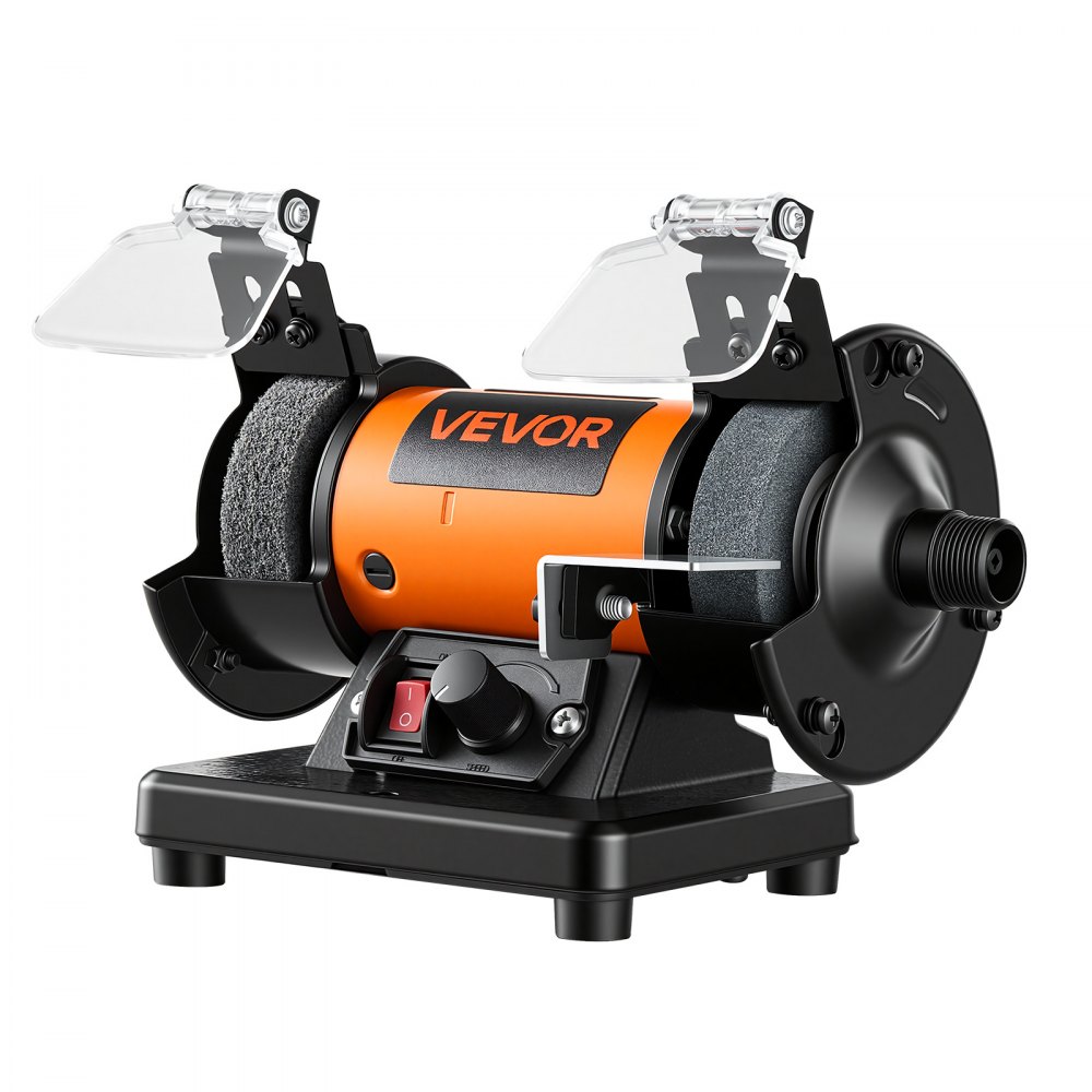 VEVOR Bench Buffer Polisher, 8300-10600 RPM Adjustable Speed, Polishing & Buffing Machine with Grinding, Fiber, and Wool Wheels, 100-Piece Accessory Kit, for Jewelry, Wood, Metal, Raw Stone, Jade DIY