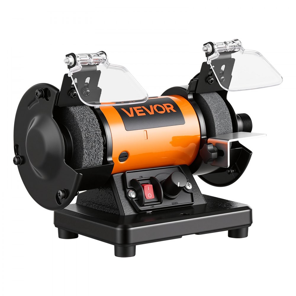 VEVOR Bench Buffer Polisher, 8300-10600 RPM Adjustable Speed, Polishing & Buffing Machine with Grinding, Fiber, and Wool Wheels, 100-Piece Accessory Kit, for Jewelry, Wood, Metal, Raw Stone, Jade DIY
