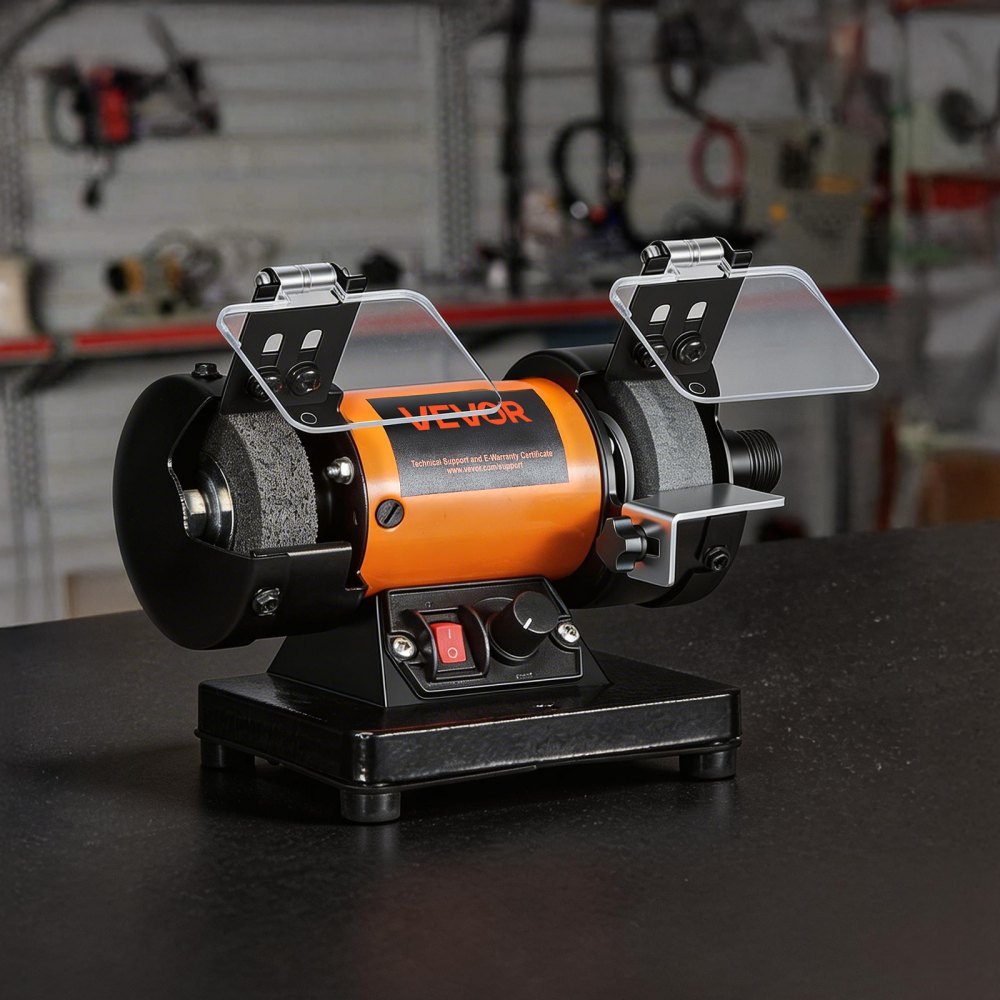 VEVOR Bench Buffer Polisher, 8300-10600 RPM Adjustable Speed, Polishing & Buffing Machine with Grinding, Fiber, and Wool Wheels, 100-Piece Accessory Kit, for Jewelry, Wood, Metal, Raw Stone, Jade DIY