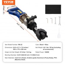 VEVOR 1500W Electric Hydraulic Rebar Bender up to 3/4 Inch #6 (6-20mm) Rebar