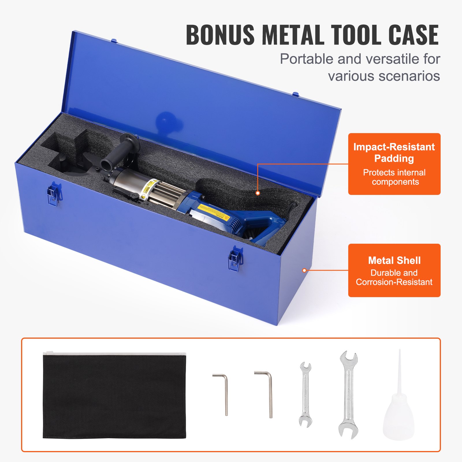 VEVOR Electric Hydraulic Rebar Bender, 1500W Portable Rebar Bending Machine, Bending up to 3/4 Inch #6 (6-20mm) within 4 Seconds, High Power Steel Rebar Bender w/ Tool Case Oil Can,Black Blue RN-22